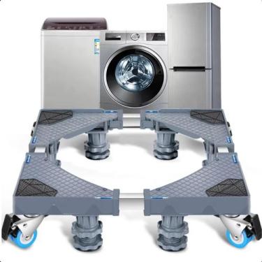 Imagem de Suporte Quadrado Ajustável com Rodinhas para Geladeira e Máquina - ROM