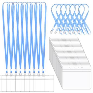 Imagem de Cordão com suporte para identidade – Pacote com 50 etiquetas para nome Korty 10 x 3 com cordões para trabalho, escola, eventos – Fácil de usar, conjunto a granel para funcionários, estudantes