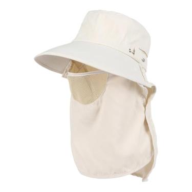 Imagem de Dynwave Chapéu de sol com aba larga para cobrir o rosto, masculino e feminino, respirável para jardinagem, viagens e atividades ao ar livre, Bege