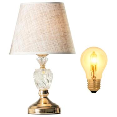 Imagem de Abajur Quarto Sala Casal Abajur De Tomada com Corpo Iluminado Abajour Gold Cristal 220v