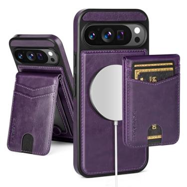 Imagem de SkyEagle Capa carteira compatível com Magsafe 2 em 1 destacável para Google Pixel 10 Pro XL 5G com porta-cartões mulheres e homens, bloqueio de RFID magnético de couro PU à prova de choque flip