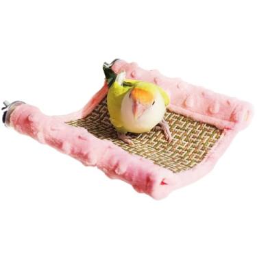Imagem de Tapete de resfriamento para pássaros, poleiro, pássaro, plataforma reversível, brinquedo de poleiro confortável para papagaio, periquito, calopsita africana, cinza, cacatua, Lovebird Conure (rosa
