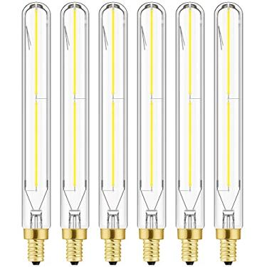 Imagem de Lâmpada LED E12 regulável de 4 W igual a 40 watts, lâmpada branca fria 5000K 18,5 cm de comprimento para candelabros, ventilador de teto, pingente, arandelas de parede AC120V 400LM T6 pacote com 6