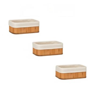 Imagem de Cesto Organizador，Conjunto de Cestos de Bambu Kit 3 Unidades Lavanderia Multiuso Organizador de Roupas(3 Cestos Pequenos)
