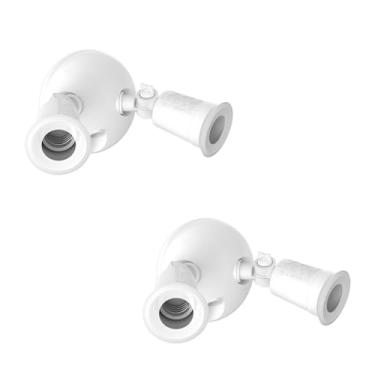 Imagem de Suporte de luz par de duas cabeças com fotocélula do anoitecer ao amanhecer, holofote externo listado pela UL para segurança e segurança, suporte de par duplo de 120 V, use 2 lâmpadas PAR38 de até 150