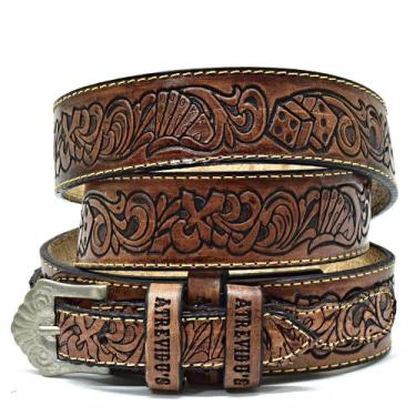 Imagem de Cinto Country Em Couro Atrevidus Traiado Masculino Feminino - Atrevidu