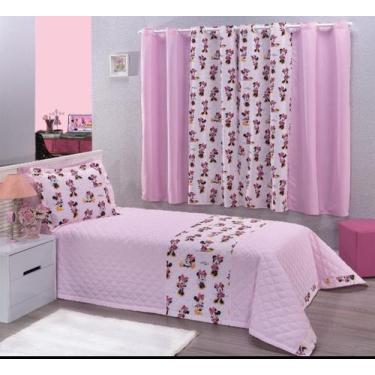 Imagem de Kit Cobre Leito solteiro + Cortina 2 metros estampados personagem Minn