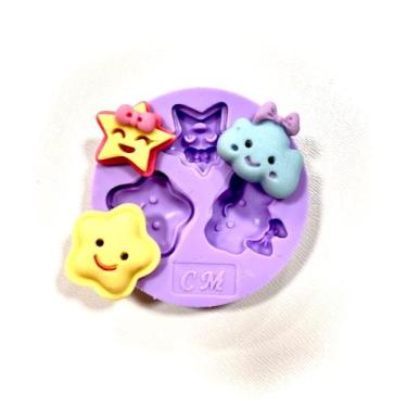 Imagem de F1316 molde de silicone estrela e nuvem confeitaria biscuit - confeita