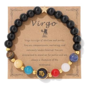 Imagem de Pingyongchang Pulseiras De Chakra Do Zodíaco Para Mulheres, Inspiração A Sorte, 12 Constelações, Contas Cristal Curativo, Presentes Aniversário, Horóscopo Dia Dos Namorados, Espiritual Homens Virgem