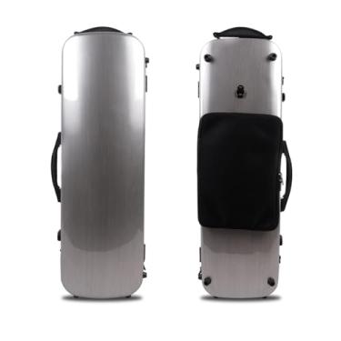 Imagem de Vetimobato Caixa de violino de fibra de carbono 4/4 tamanho completo caixa de violino oblonga com alça e folha de música bolsa e cadeado estojo de viagem 2,1 kg (cinza prata)