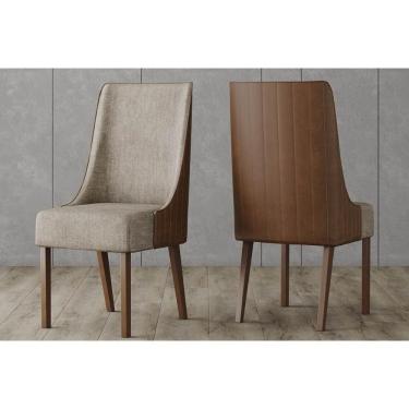 Imagem de Kit 2 Cadeiras De Cozinha Ivy 2 Un Nature Linho Areia E Courano Caramelo