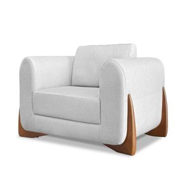 Imagem de Poltrona Estofada em Linho Rústico Grigio com Detalhes em Madeira - Jo