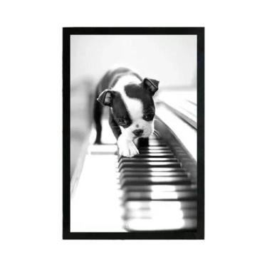 Imagem de Pintura Em Tela De Música Com Flores De Piano Em Preto E Branco, Arte 