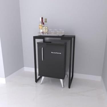 Imagem de Aparador para Frigobar Cervejeira Adega Bar Bancada com Pés de Ferro (Preto com Preto)