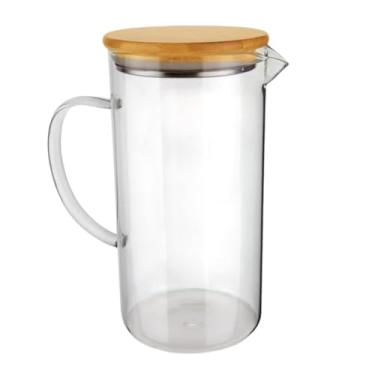 Imagem de Jarra De Vidro Borossilicato 1,8 Litros Com Tampa Em Bambu Hermética Alta Vedação Com Filtro Inox 2 Modos Luxo Premium