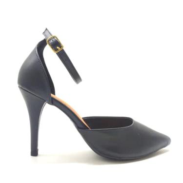 Imagem de Scarpin Feminino Com Fivela Tira Tornozelo Mozione Salto Fino 96 (Preto, BR, Adulto, Numérico, 38)