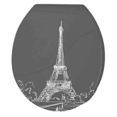 Imagem de Assento Vaso Sanitário Oval Almofadado Preto Decorado Durin