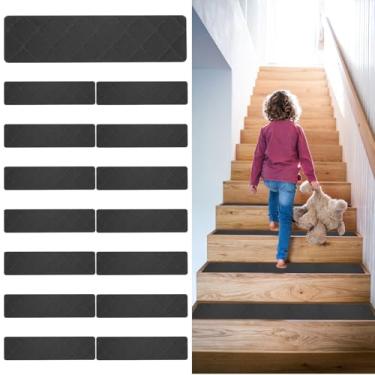 Imagem de 15 peças de tapete de escada à base de fibra, adesivo, autoadesivo, fácil de instalar, degraus aderentes, antiderrapantes, seguros para escadas de madeira (A)