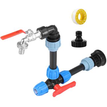 Imagem de LYIYEYAN Adaptador de mangueira tote IBC - Kit de conexão de adaptador IBC de alta resistência com saída padrão de 3/4 polegadas, torneira de mangueira de jardim para tanque de água da chuva 1000L