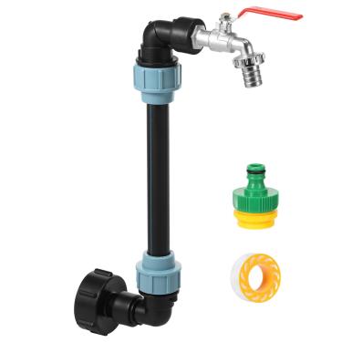 Imagem de LYIYEYAN Adaptador de tanque IBC - torneira de saída IBC pescoço de ganso, kit de conexão adaptador IBC torneira de saída de 3/10.2 cm, conector rápido de mangueira de jardim para tanque recipiente de