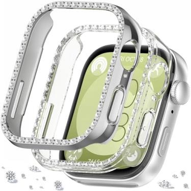 Imagem de DEALELE [Pacote com 2] Capa brilhante compatível com Huawei Watch FIT 3, capa protetora de policarbonato com strass cintilante, capa protetora para relógio de substituição para mulheres e homens