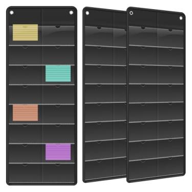 Imagem de 3 peças, porta-cartões de 7,5 x 12,5 cm, organizador de plástico com 16 compartimentos para escritório, suporte de cartão de visita para pendurar na parede, organizador de cartão de índice de plástico