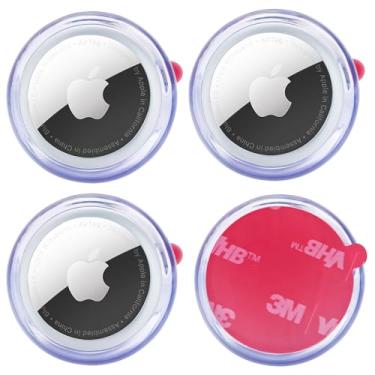 Imagem de echinff Pacote com 4 capas para Airtag, capa protetora com adesivo forte 3M compatível com etiquetas Apple Air para colar na TV, fones de ouvido remotos, mochilas, bagagem, laptop, câmera, bicicleta