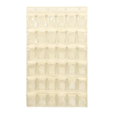 Imagem de SiaBiced Quadro de bolso para sala de aula, organizador suspenso para celulares, organizador de bolso multiuso para armário doméstico e dormitório, Bege