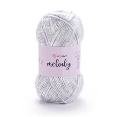 Imagem de YarnArt Melody – Fibra de brilho metálico para tricô, crochê e bordado, novelo de 100 g, 230 m, mistura premium de 70% poliamida, 21% acrílico, 9% lã (881)