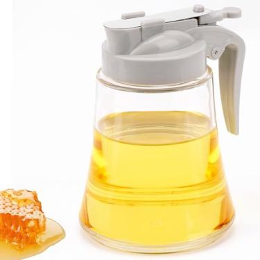 Imagem de DODAMOUR Dispensador de xarope de 340 g com tampa de zinco fundido – Derramadores sem gotejamento para xarope de bordo, frasco dispensador de óleo com alça antiderrapante, pote de mel e recipiente de