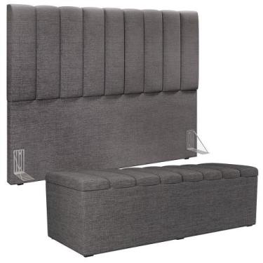 Imagem de Kit Cabeceira Cama Box Casal King 195cm Com Calçadeira Baú Dália W01 L