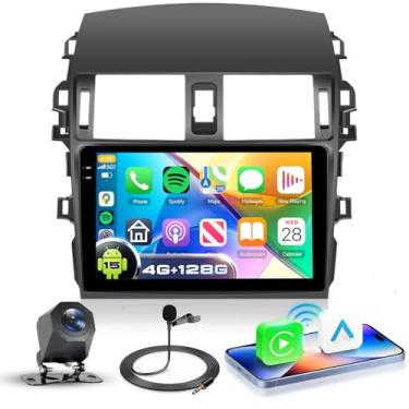 Imagem de Estéreo automotivo 4G + 128G Android 15 para Toyota Corolla 2009-2013, sem fio CarPlay Android Auto, tela sensível ao toque HD de 22 cm, estéreo automotivo com GPS, WiFi, Bluetooth 5.0, FM, 32 EQ, SWC