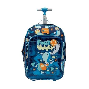 Imagem de PUKET - Mochila com Rodinha Puket Menino Tubarão Futevôlei Azul