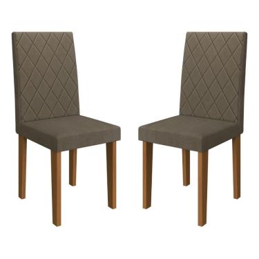 Imagem de Kit 2 Cadeiras De Jantar Estofadas 43,5cm Multimóveis CR50216 Cacau