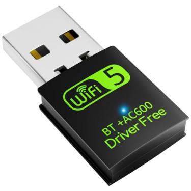 Imagem de Adaptador USB WiFi Bluetooth, receptor externo de rede sem fio de banda dupla de 600 Mbps 2,4/5 GHz, mini dongle WiFi para PC/laptop/desktop