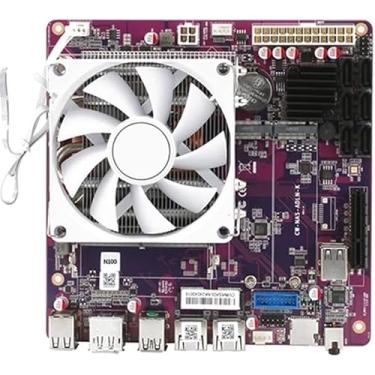 Imagem de HKUXZR I3-N350 Placa mãe industrial NAS 8 núcleos 8 threads processador de baixa potência 2x2.5G i226 rede M.2 Slot 6xSATA DP HDMI 2.0 PCIE ×1 com ventilador