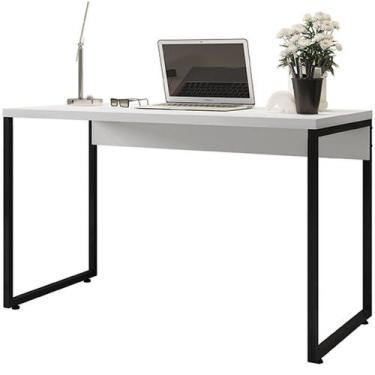 Imagem de Mesa Para Escritório e Home Office Industrial Soft Branco Fosco - Lyam