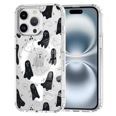 Imagem de Idocolors Capa Ghost para iPhone 16 Pro Max, compatível com MagSafe - capa de telefone transparente de Halloween, capa protetora transparente à prova de choque