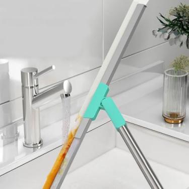 Imagem de Rodo de Silicone Premium com Cabo Extensor 1,04m, Multifuncional, Verde Água, 50cm, Base Flexível, Sistema Antiderrapante, para Limpeza de Pisos e Vidros