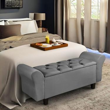 Imagem de Recamier Baú Puff Estofado Cama Solteiro 90cm Para Quarto Sala Calçade