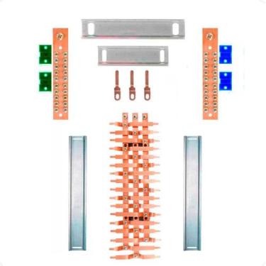 Imagem de Kit Barramento Trifásico 100A para 34 Circuitos com Placa de Policarbo
