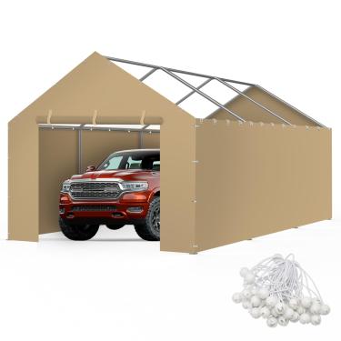 Imagem de Paredes laterais de cobertura de dossel de substituição para garagem para moldura de 25 x 50 x 2 m, lona de abrigo de barraca de carro de garagem resistente com elásticos esféricos, à prova d'água e