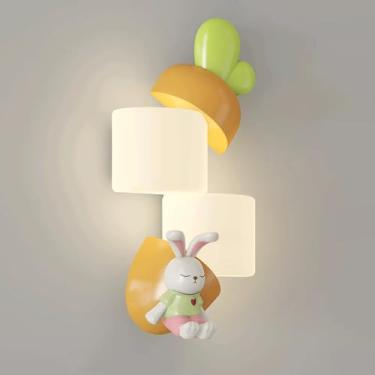 Imagem de Luminária de parede moderna LED para quarto infantil, desenho animado, cenoura, LED, abajur PE, 3000K/4000K/6000K, arandela de coelho ajustável, 18W, luminária de parede laranja para quarto