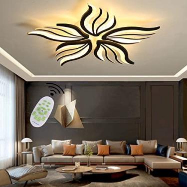 Imagem de Luzes de teto LED Sala de estar Quarto Lâmpada de teto Moderna Regulável com controle remoto Luminária de sala Iluminação embutida Flor Acrílico Sombra Design Lustre Quarto infantil Cozinha