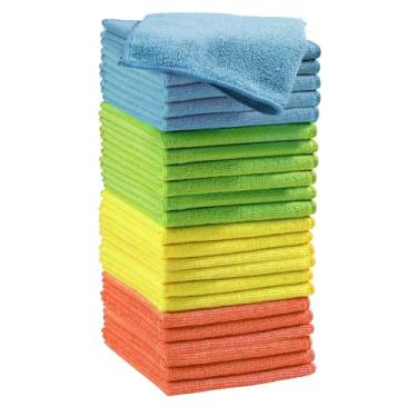 Imagem de ZODISTORE Panos de limpeza de microfibra (pacote com 24), 35,5 cm x 35,5 cm, ultra absorvente, sem fiapos, sem riscos, reutilizáveis, ideais para carro, cozinha, janela e limpeza doméstica (laranja