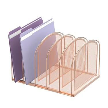 Imagem de SUPEASY Organizador de arquivos para mesa, organizador de mesa de malha de 5 seções, organizador de arquivos vertical, organizador de arquivos, suporte de pasta de arquivos para material de escritório