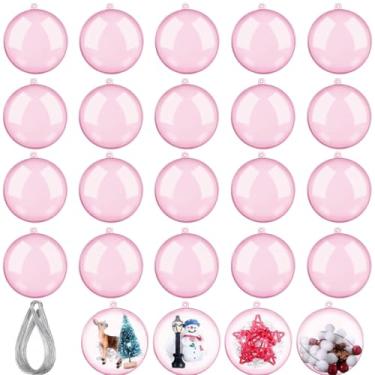 Imagem de Sratte 24 peças de enfeites de Natal preenchíveis de bola de plástico transparente bola de artesanato DIY para decoração de árvore de Natal, casamento, Natal, festa, decoração de árvore para casa