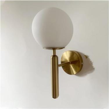 Imagem de Luminária de parede moderna, luminária de parede LED decorativa, luminária de ferro para leitura noturna ao lado da escada, luminária de loft em V, luzes de parede, bola de vidro, dourado e