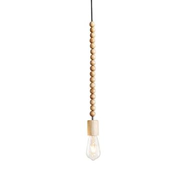 Imagem de Lustre moderno com contas de madeira, luminária pendente com contas, luminária suspensa de teto para cozinha, ilha, quarto, sala de jantar, restaurante, bar, café, loja, casa de fazenda (cor
