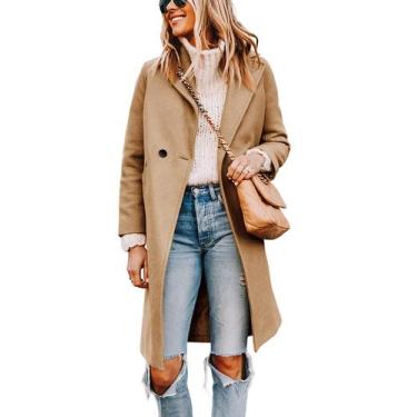 Imagem de Casaco Pea Trench Coat Tanming, mistura de lã, cáqui, tamanho M